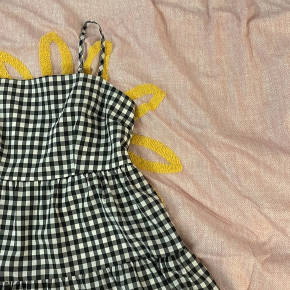 SOLD - Forever 21 Black and White Gingham Babydoll Frill Trim Ruffle Hem Dress - Picture 2 of 9